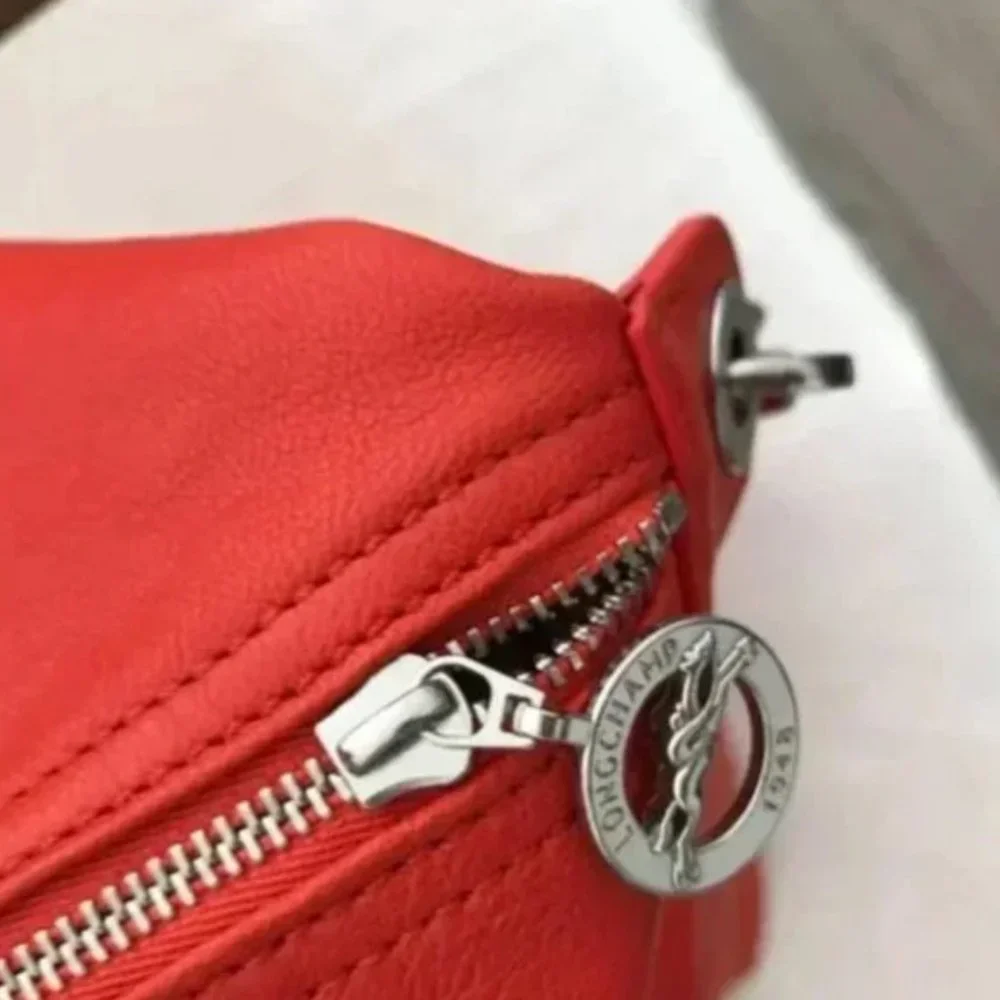 NWOT Longchamp Le Pliage Cuir Leather Bag New Large Red - Picture 7 of 11